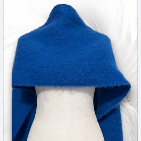 Soft Blue Oversized Winter Scarf With Fringe – Cozy Blanket Shawl Wrap - Picture 3 of 5